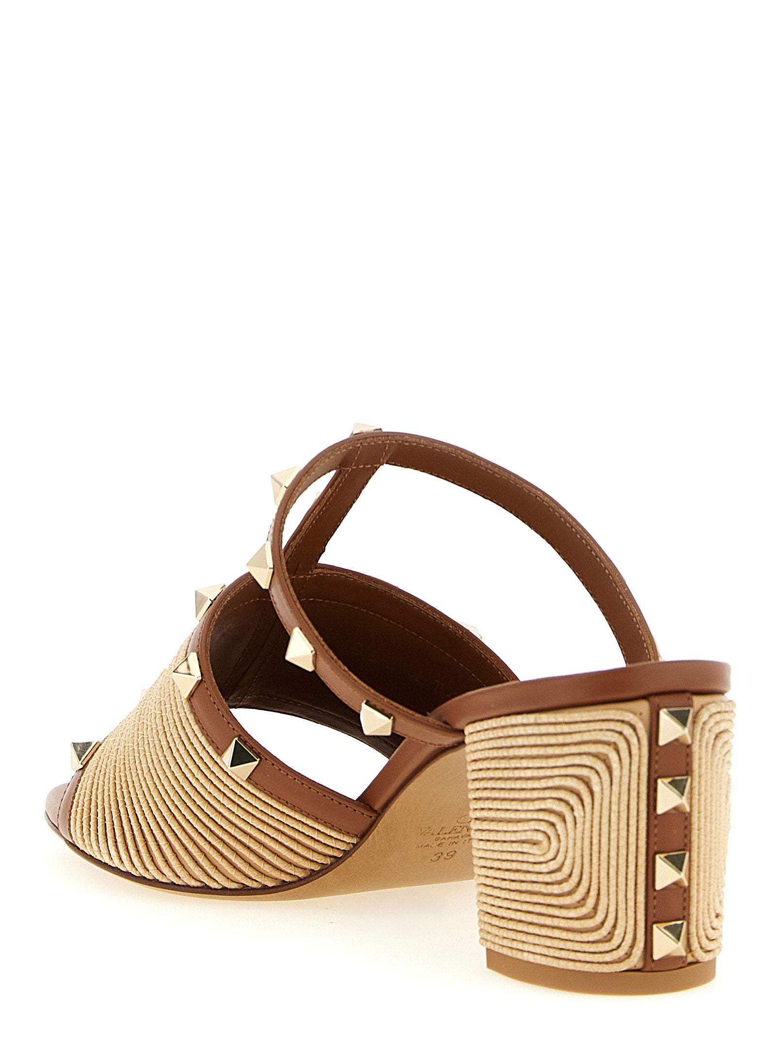 Valentino Garavani Rockstud slides Brown Calfskin Leather (bos Taurus) Sandal
