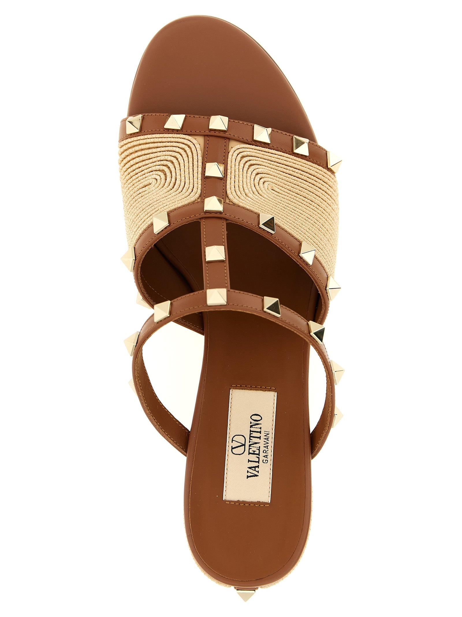 Valentino Garavani Rockstud slides Brown Calfskin Leather (bos Taurus) Sandal