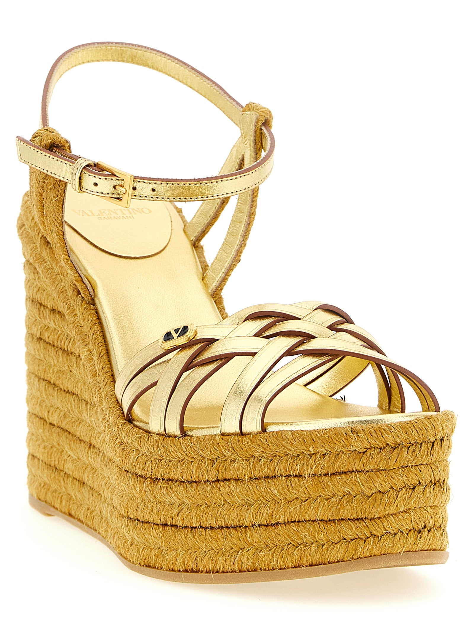 Valentino Garavani Bribri espadrilles Gold Calfskin Leather (bos Taurus) Wedges