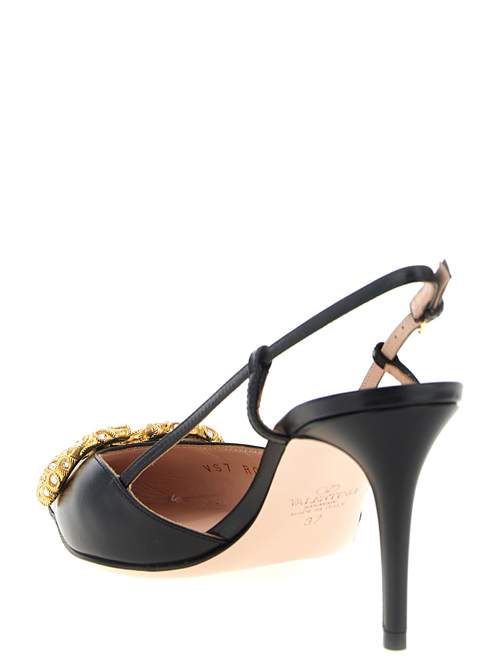 Slingback Valentino Garavani VLogo Signature Black Calfskin Leather (bos Taurus) Pumps