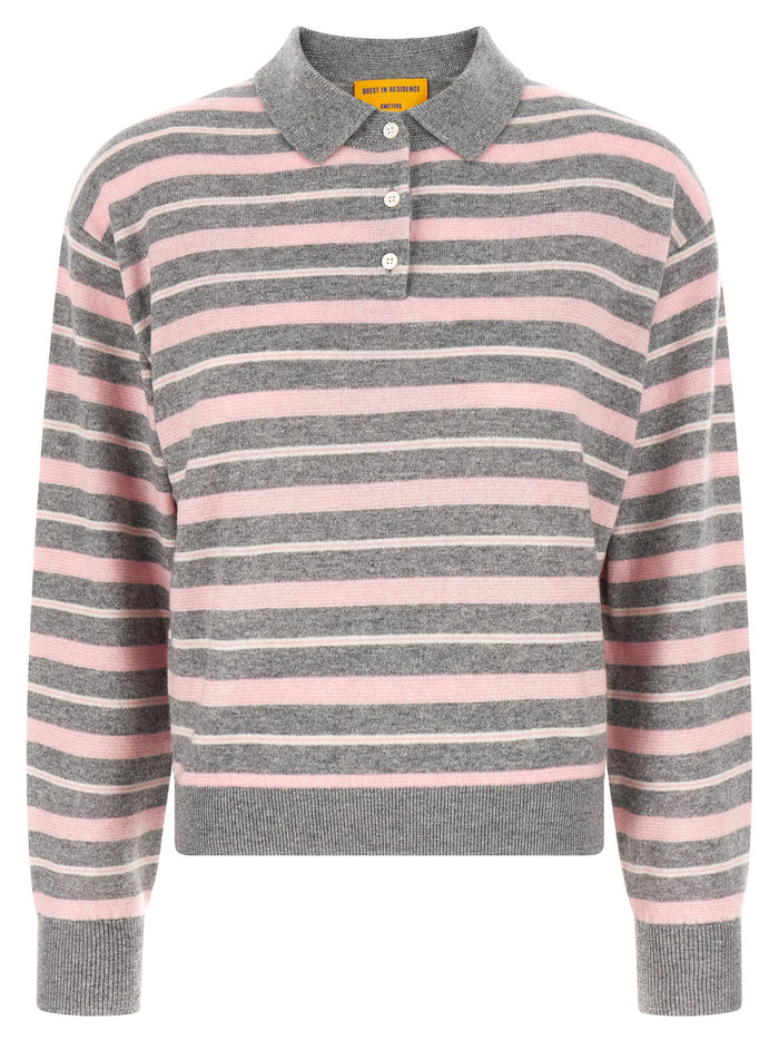 Clloegiate Stripe Polo sweater Multicolor Cashmere Sweater, Cardigans