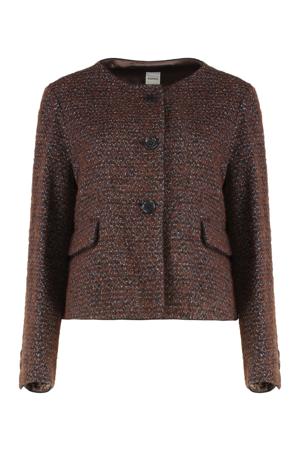 Elegant Brown Short Jacket Acrylic