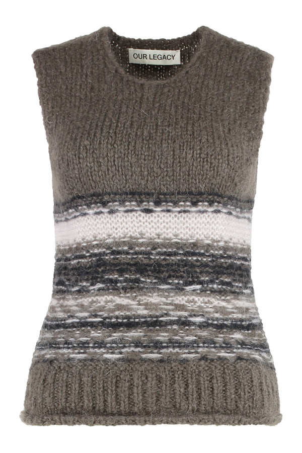 Knit Gilet With Fairisle Knitting Mohair Knitwear