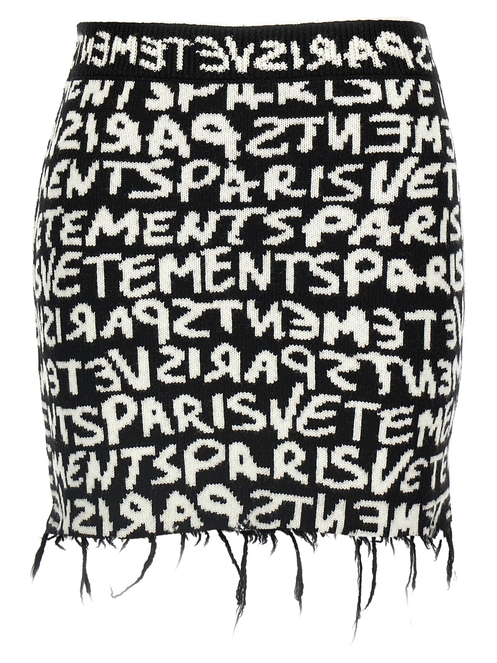 Vetements Paris Monogram Mini skirt White/black Merino Wool