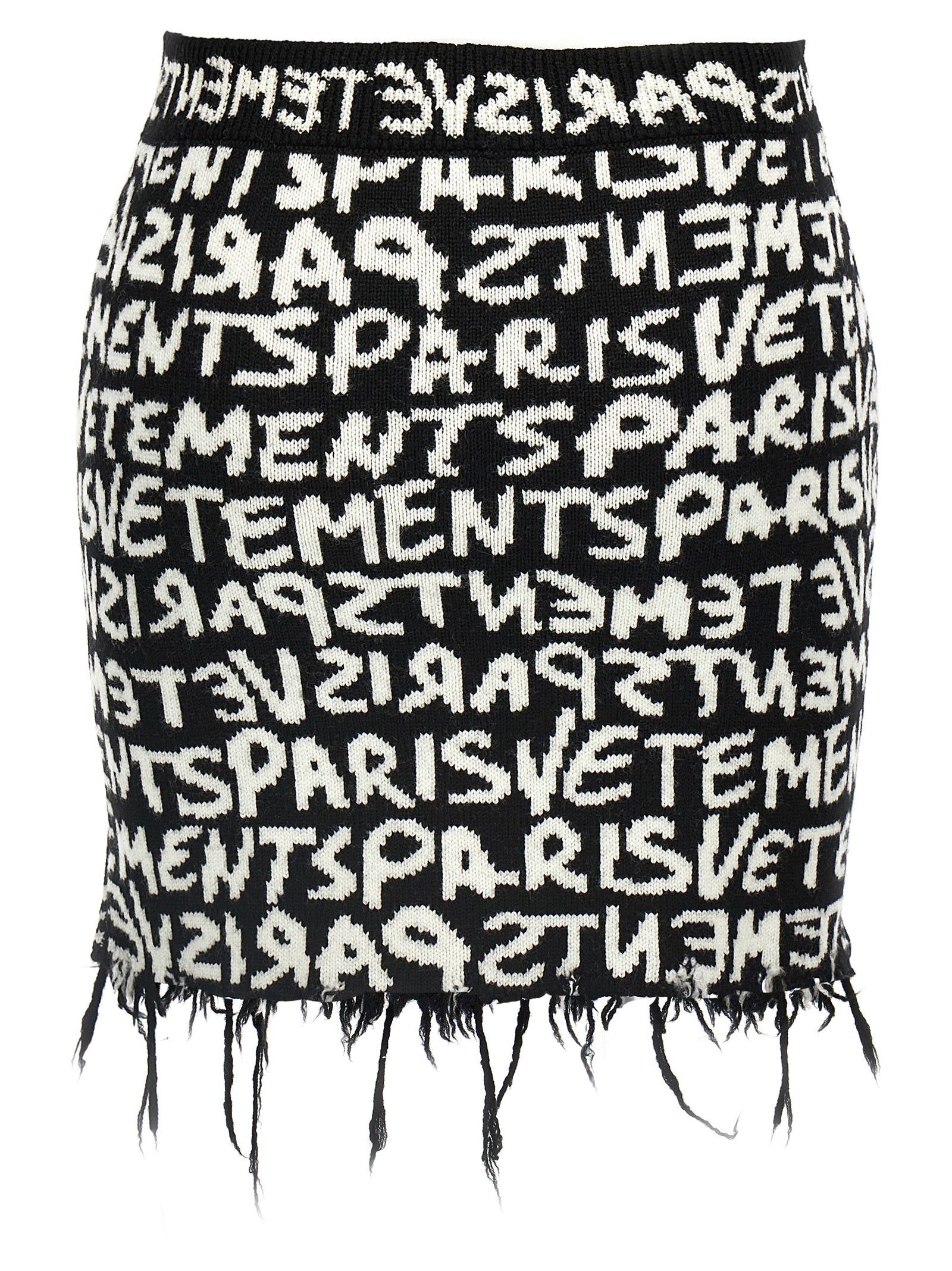 Vetements Paris Monogram Mini skirt White/black Merino Wool