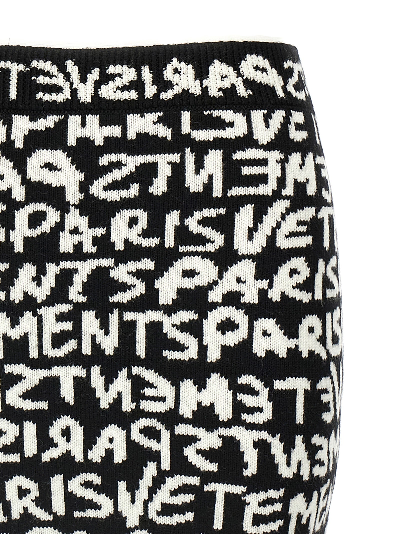 Vetements Paris Monogram Mini skirt White/black Merino Wool