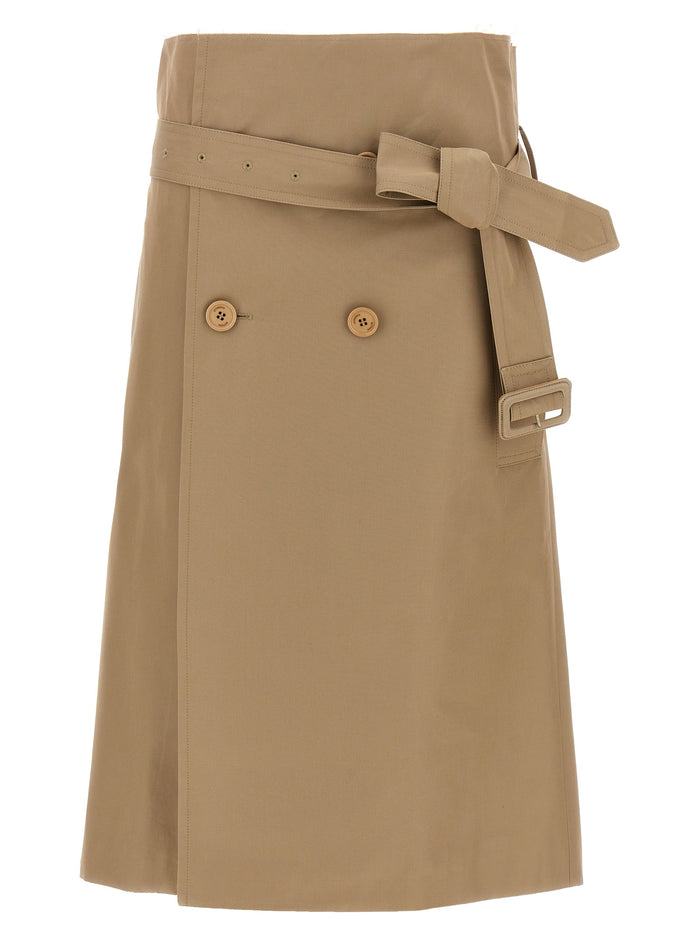 Deconstructed Trenchcoat Skirt Beige Cotton