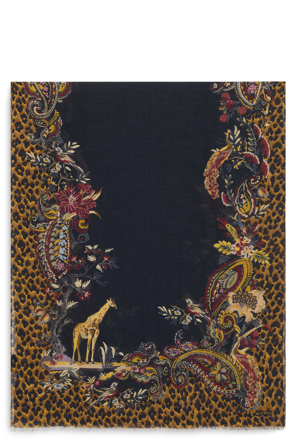Scarf Animal-Print Modal-Cashmere Multicolour