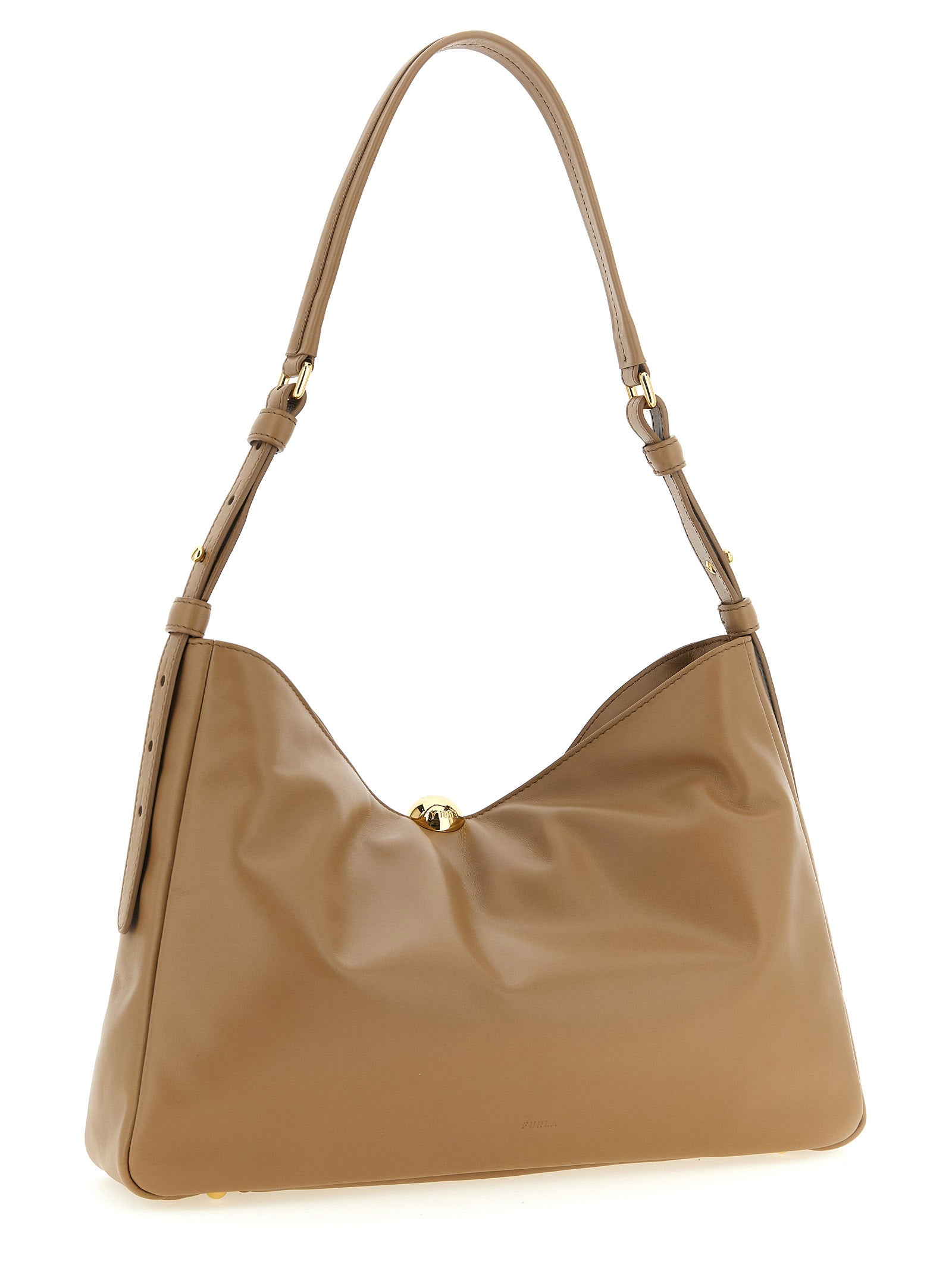 Furla Sfera Soft large shoulder bag Beige Calfskin Leather (bos Taurus)