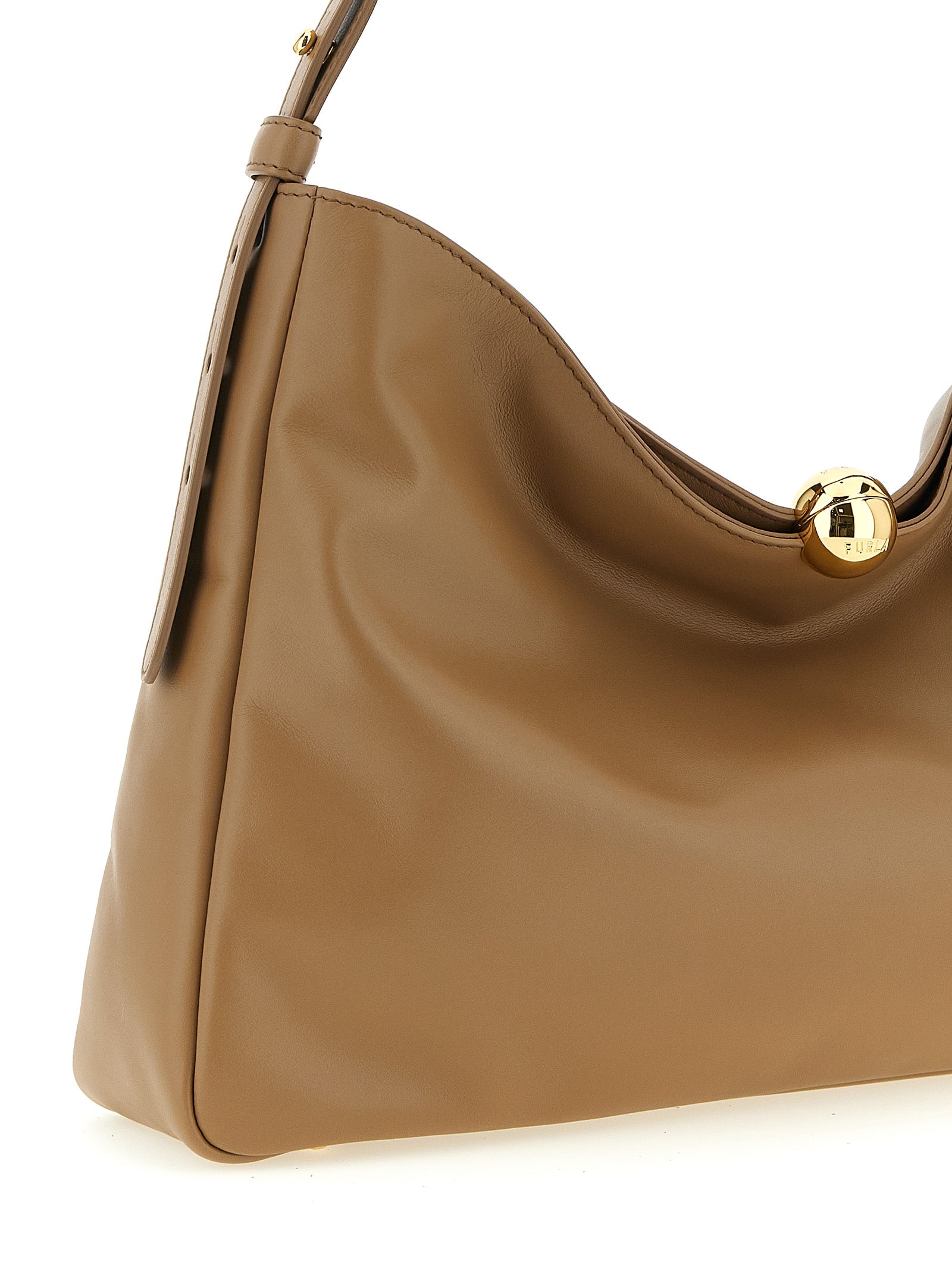 Furla Sfera Soft large shoulder bag Beige Calfskin Leather (bos Taurus)