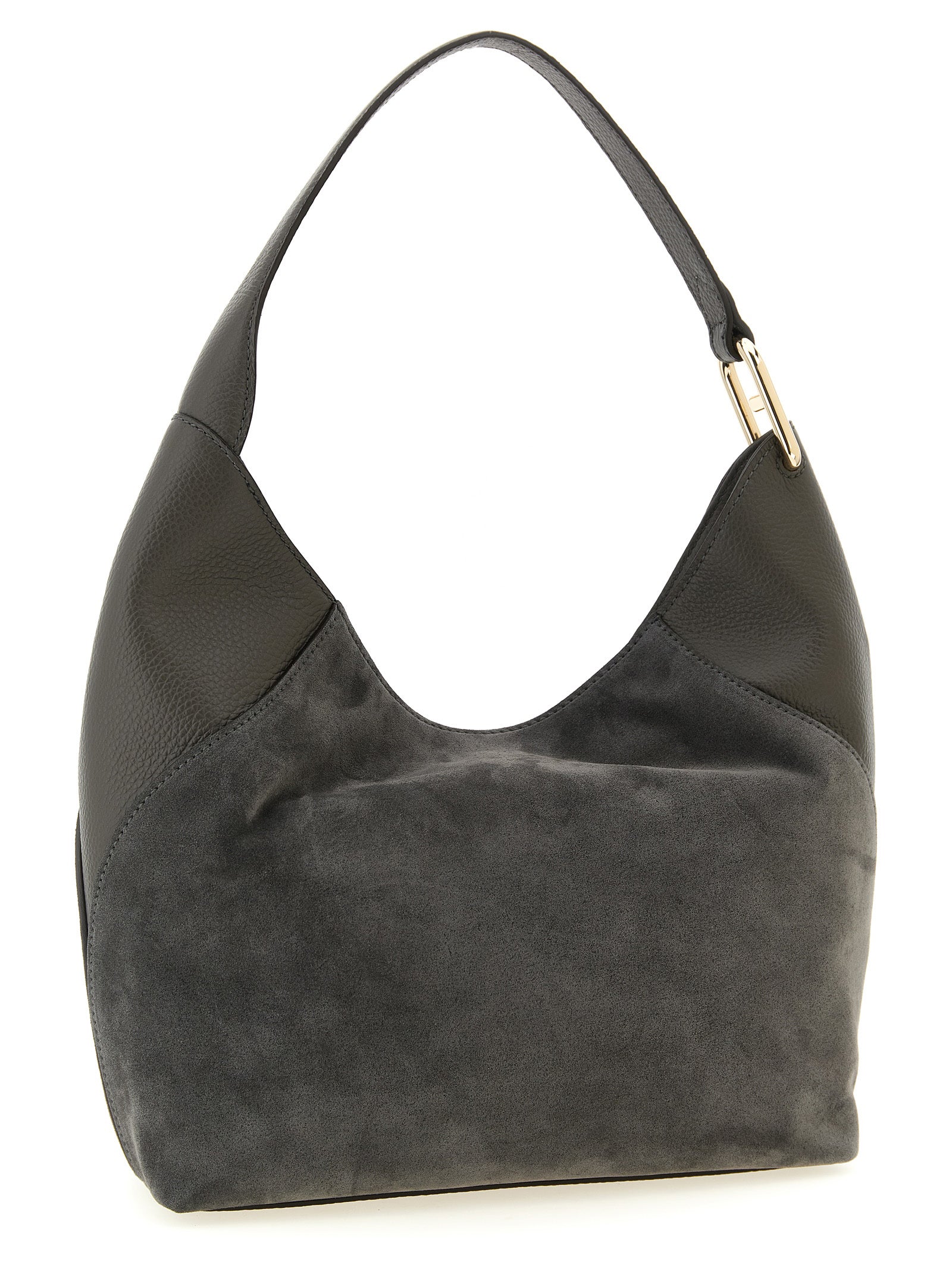 Furla Lara Medium Shoulder Bag Gray Calfskin Leather (bos Taurus)