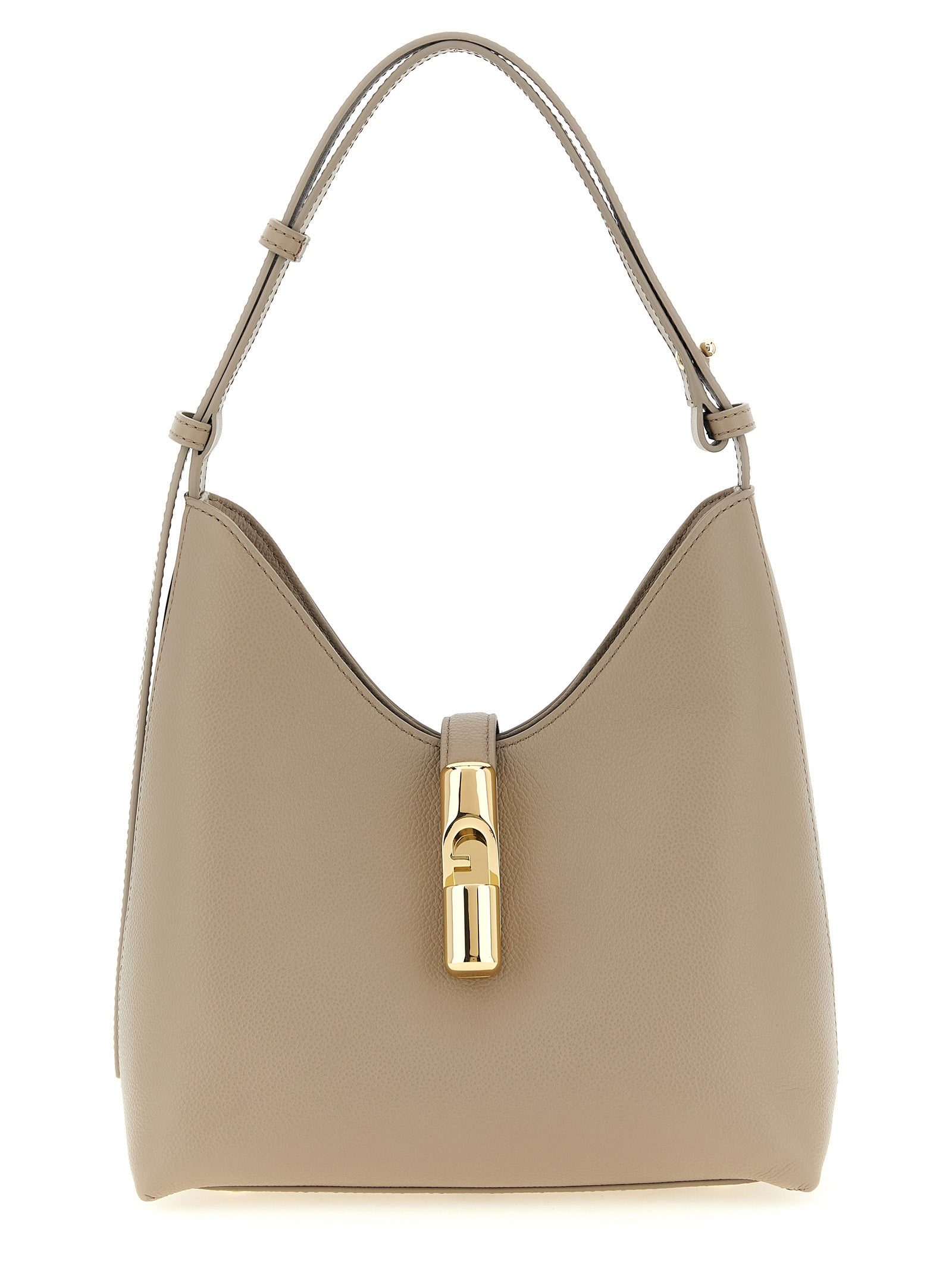 Furla Goccia Small Shoulder Bag Gray Calfskin Leather (bos Taurus)