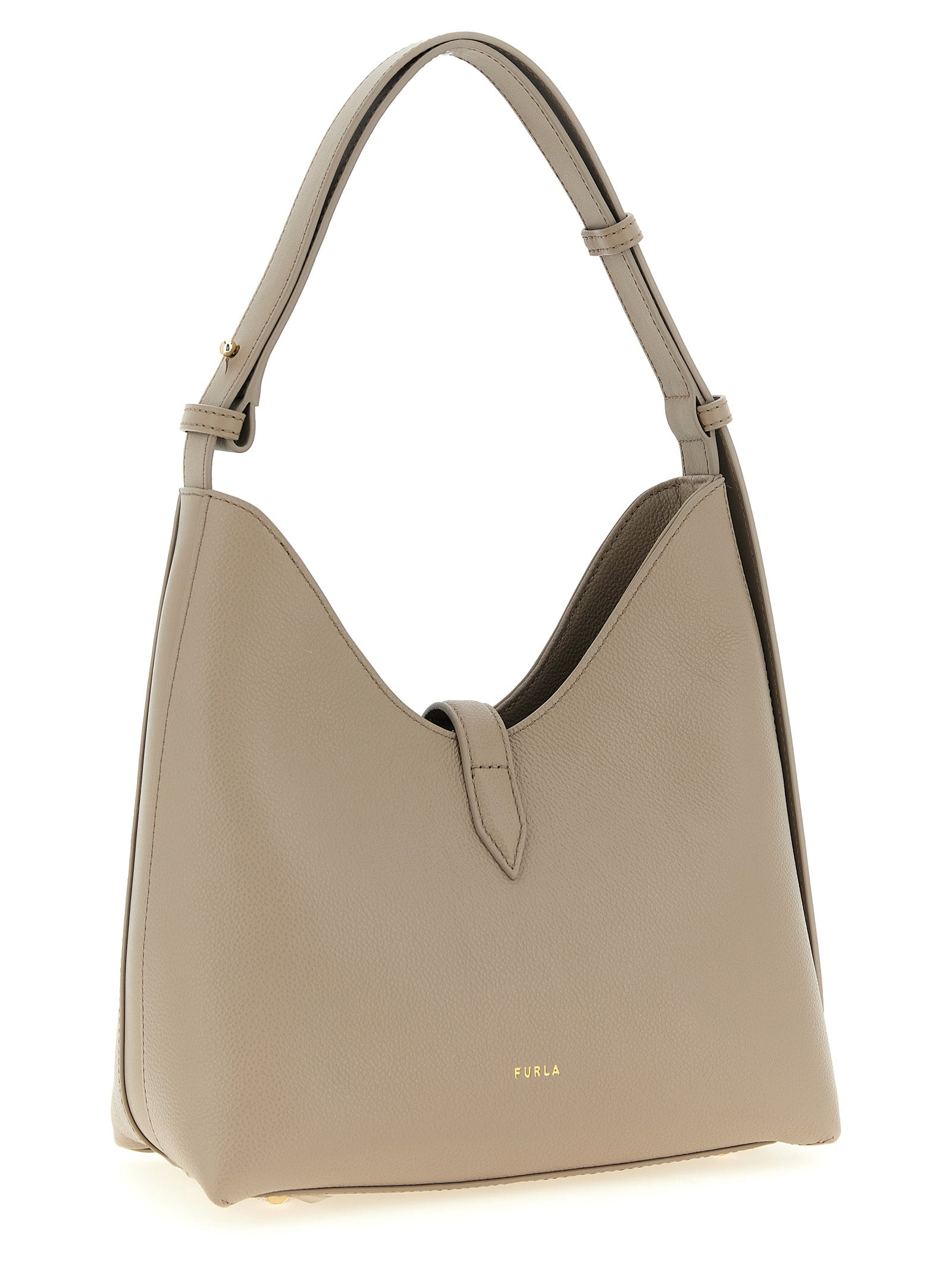 Furla Goccia Small Shoulder Bag Gray Calfskin Leather (bos Taurus)