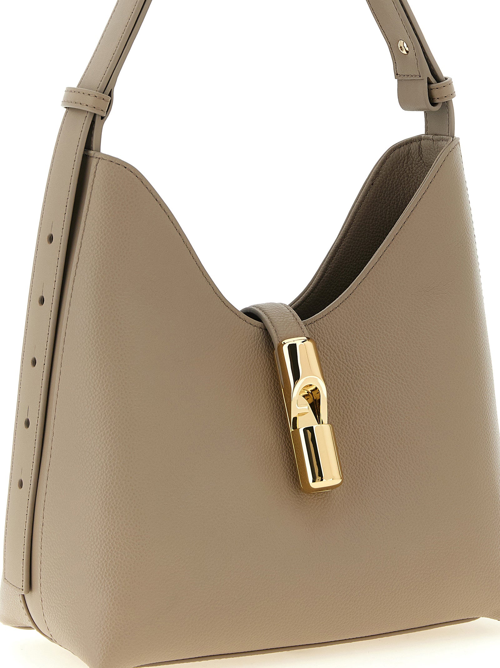 Furla Goccia Small Shoulder Bag Gray Calfskin Leather (bos Taurus)