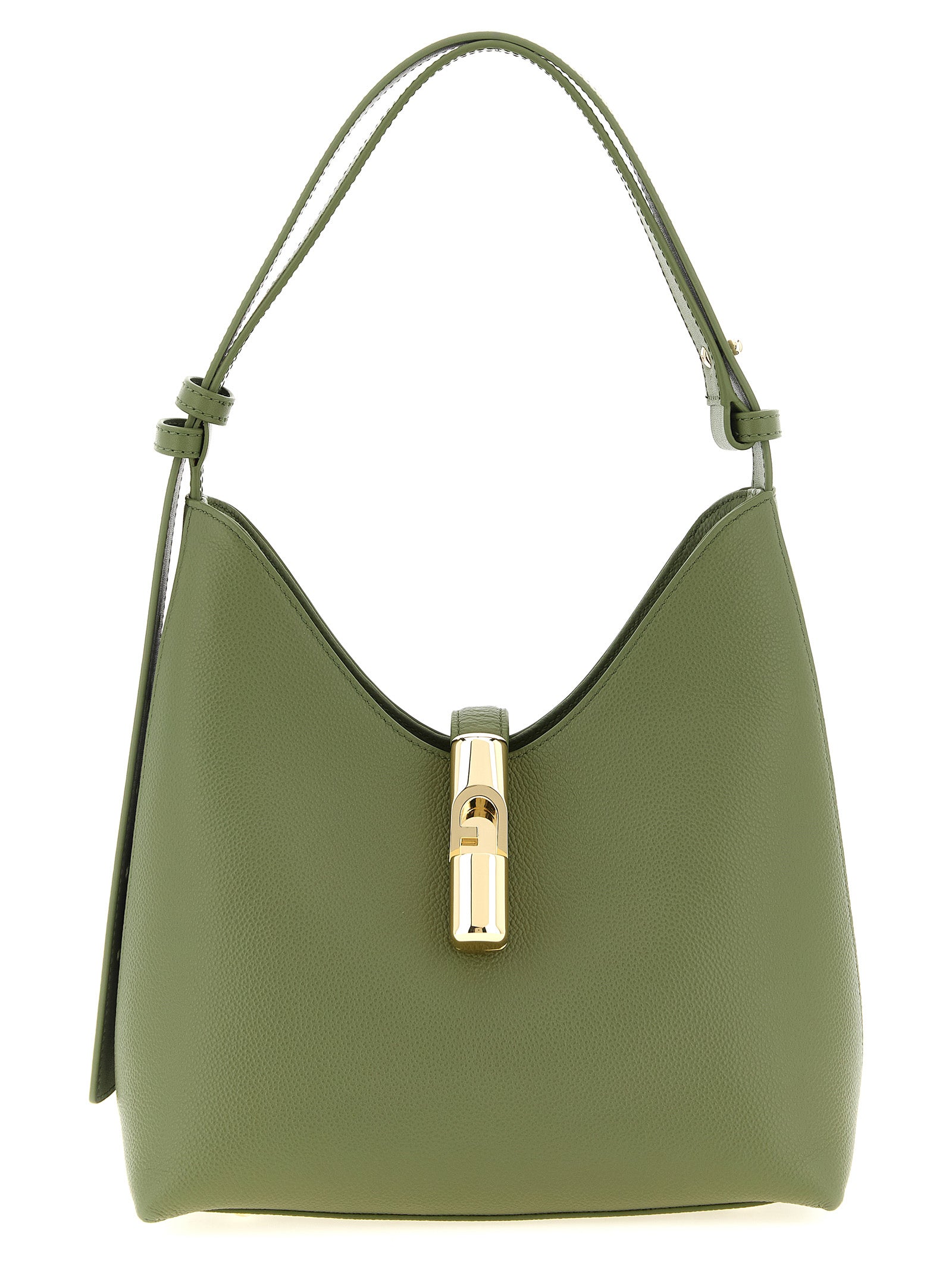 Furla Goccia Small Shoulder Bag Green Calfskin Leather (bos Taurus)