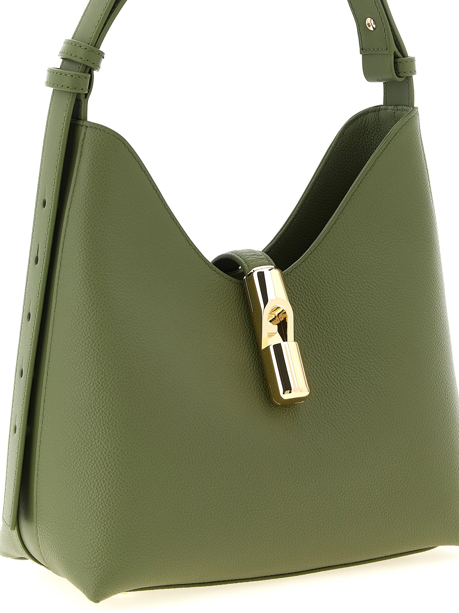 Furla Goccia Small Shoulder Bag Green Calfskin Leather (bos Taurus)