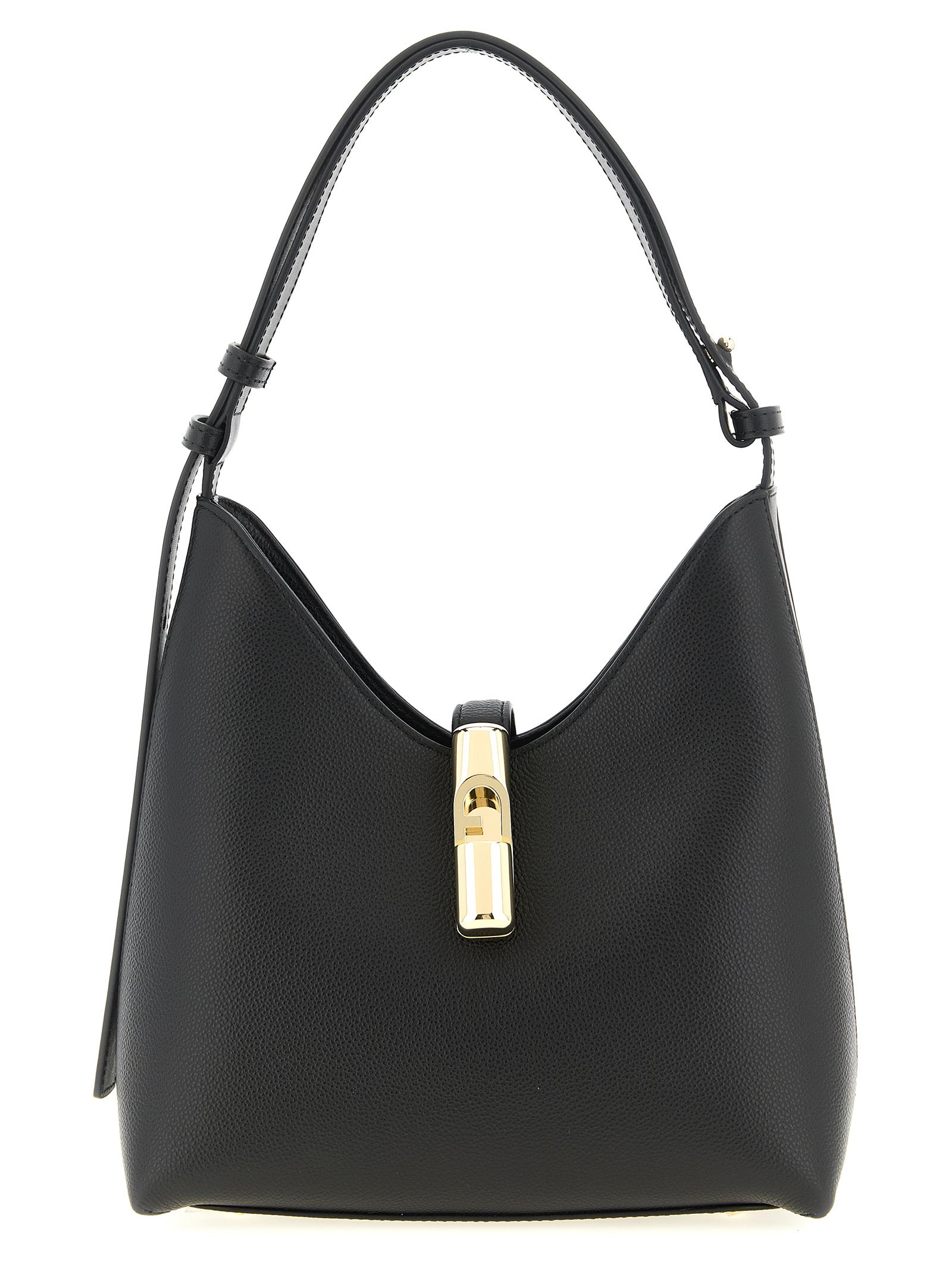 Furla Goccia Small Shoulder Bag Black Calfskin Leather (bos Taurus)