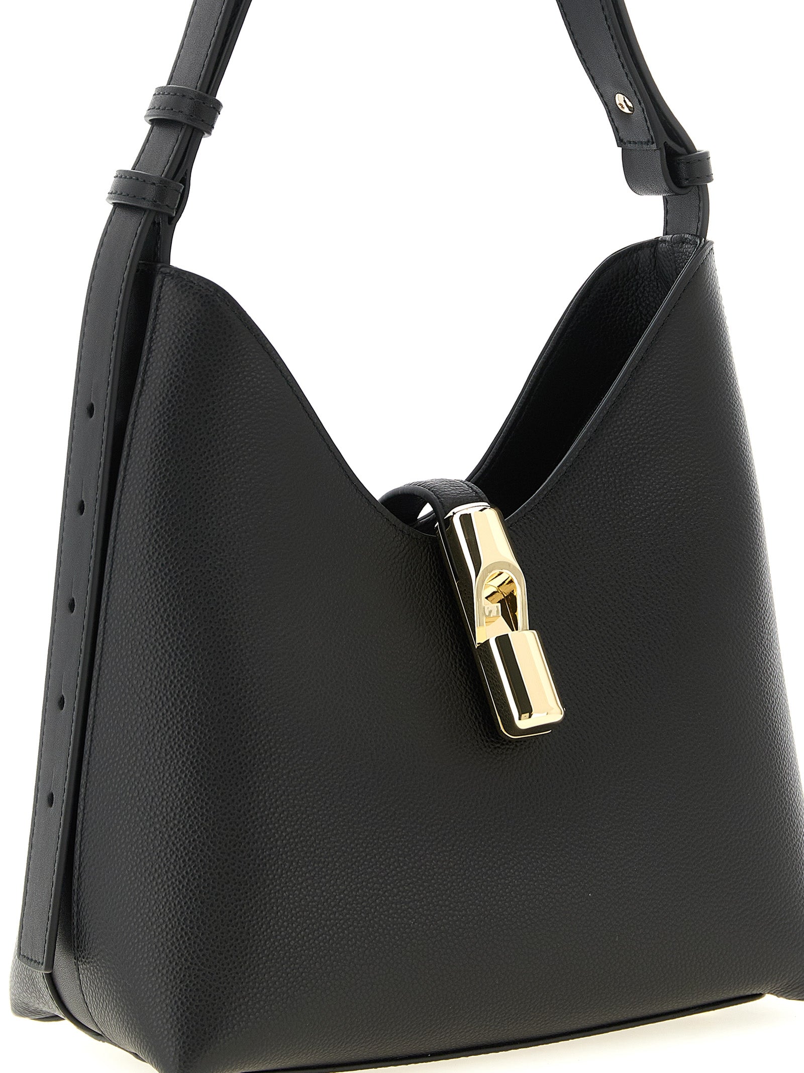 Furla Goccia Small Shoulder Bag Black Calfskin Leather (bos Taurus)
