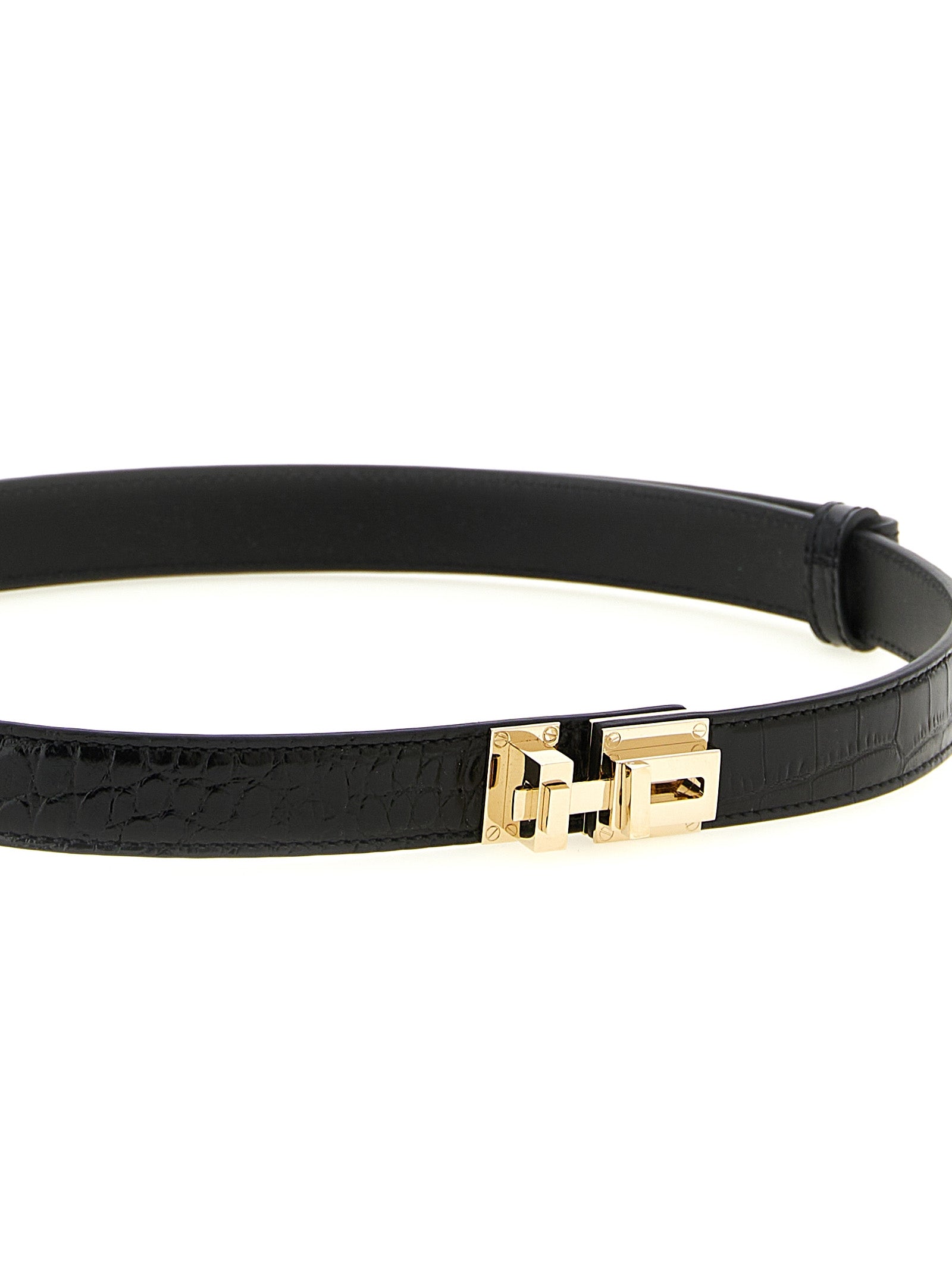Belt closure T Black Calfskin Leather (bos Taurus)