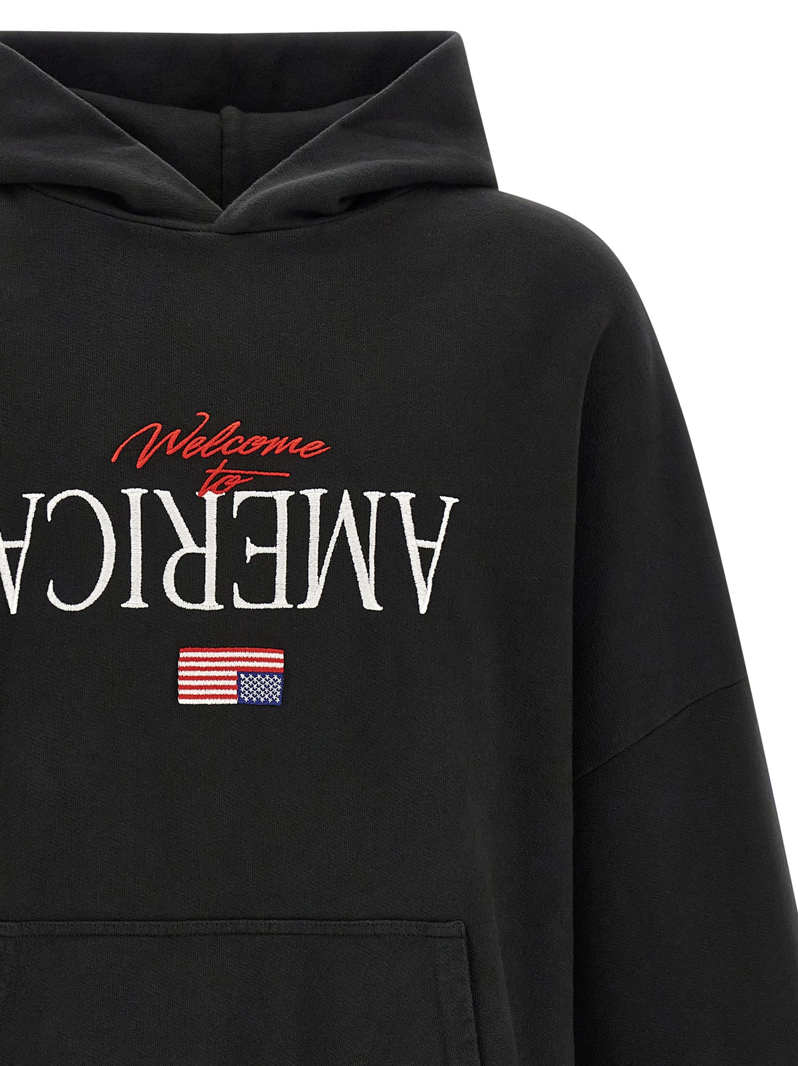 Welcome To America-Hooligan Hoodie Black Cotton Sweatshirt