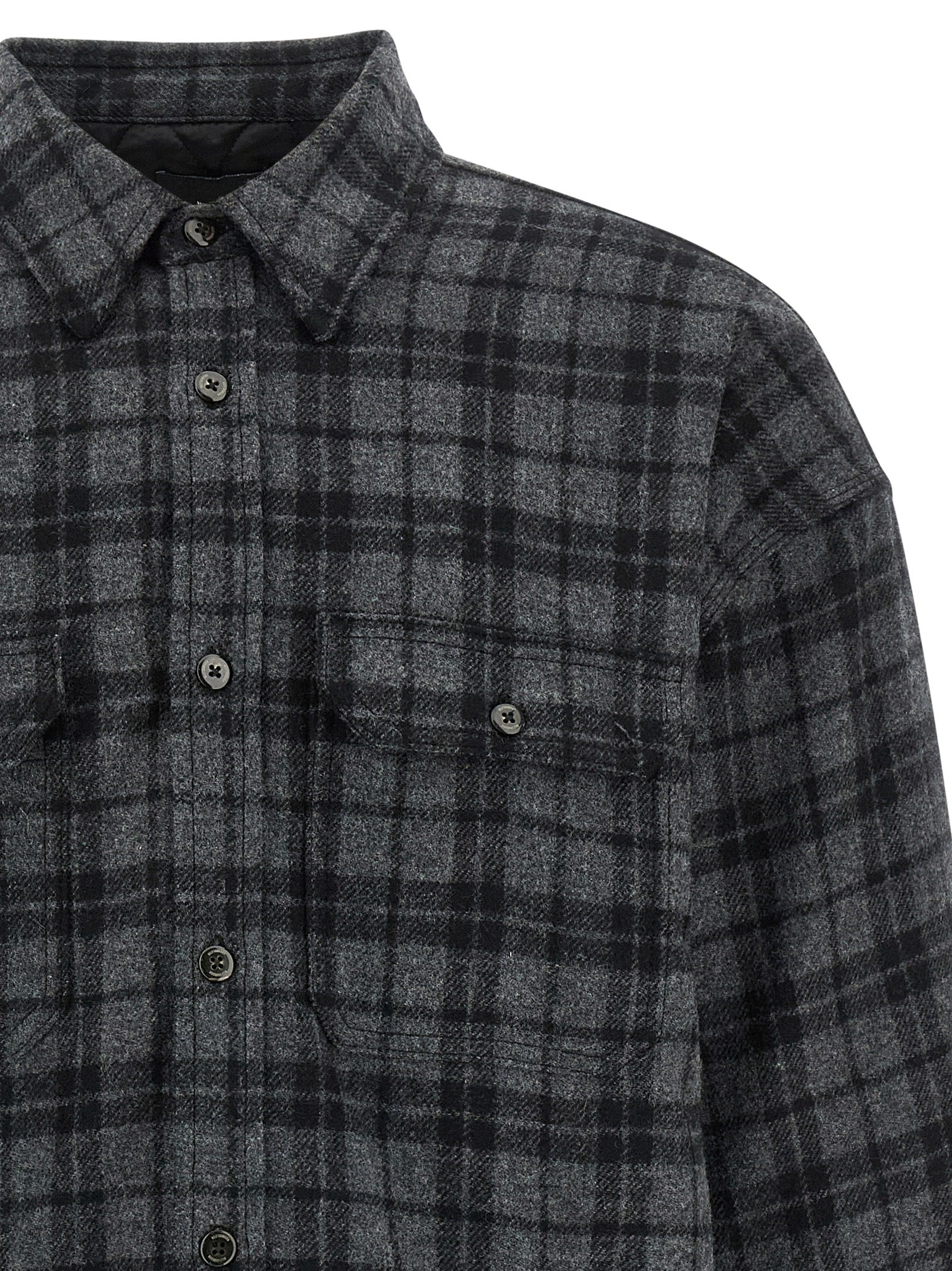 Padded overshirt Gray Wool Nylon Of Down Jacket, Parka, Casual Jackets