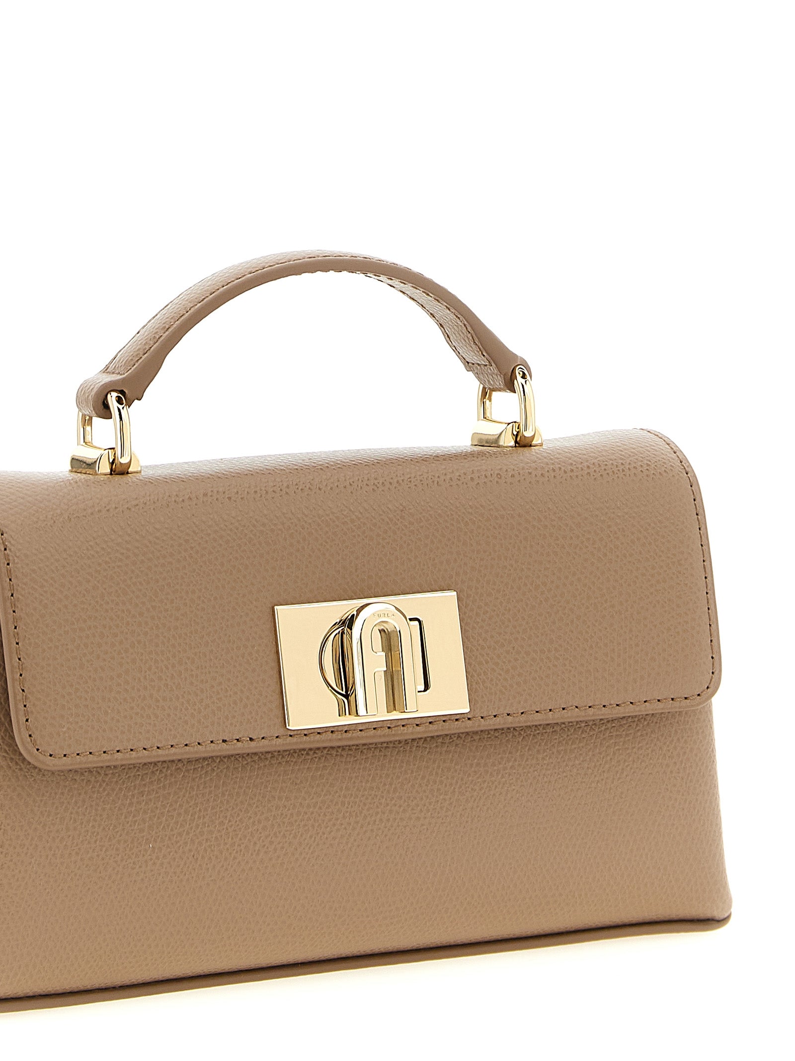 Furla 1927 mini crossbody bag Beige Calfskin Leather (bos Taurus)