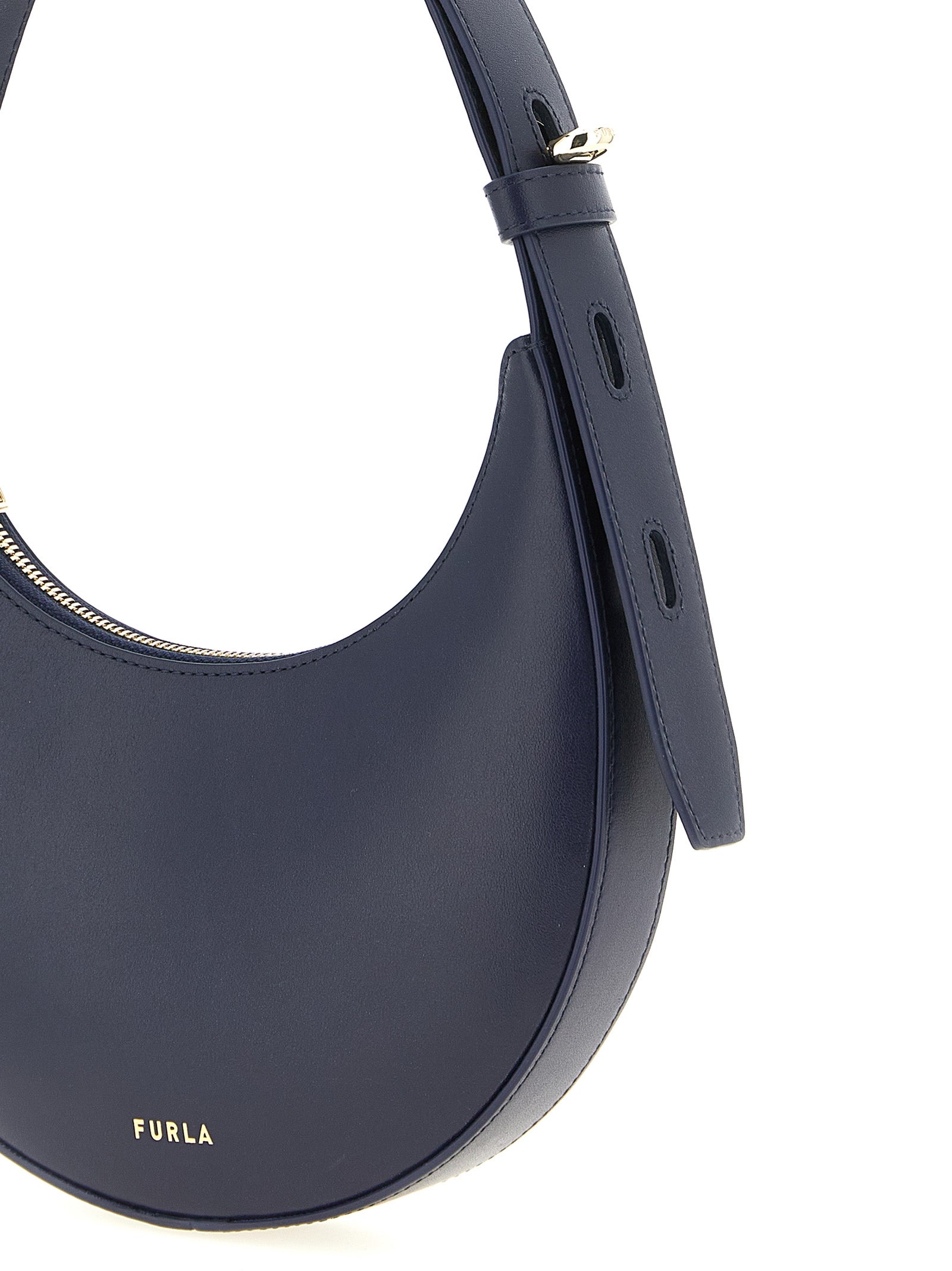 Furla Delizia Mini Shoulder Bag Blue Calfskin Leather (bos Taurus)