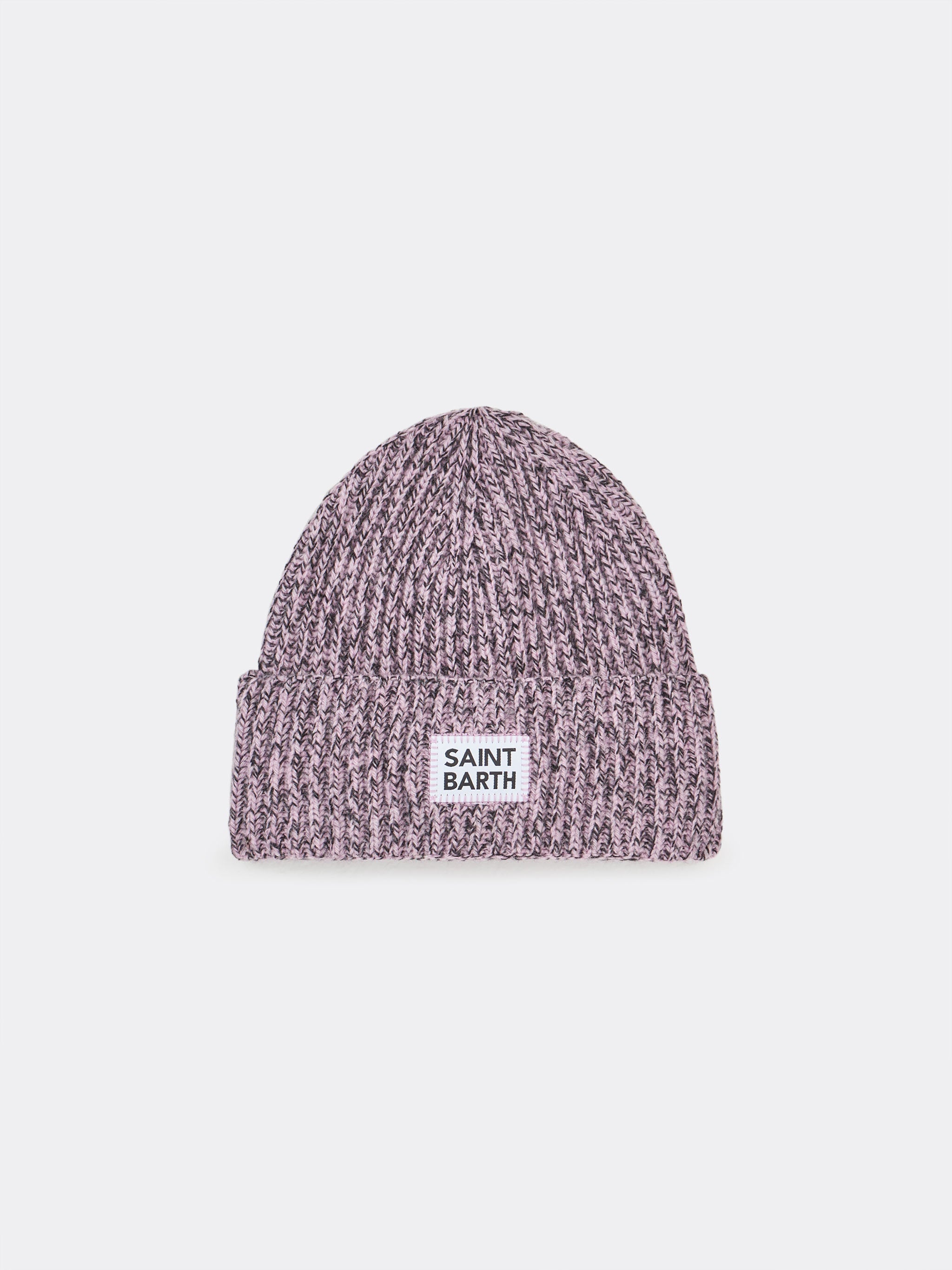 White And Pink Mouliné Beanie With Saint Barth Embroidery Hat