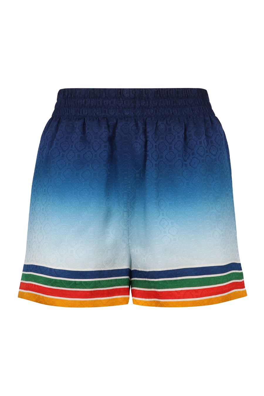 Blue Silk Back-Print Shorts