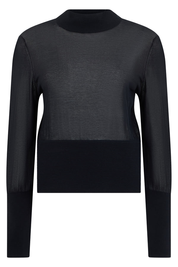 Sweater Lightweight Knit Black Cotton
