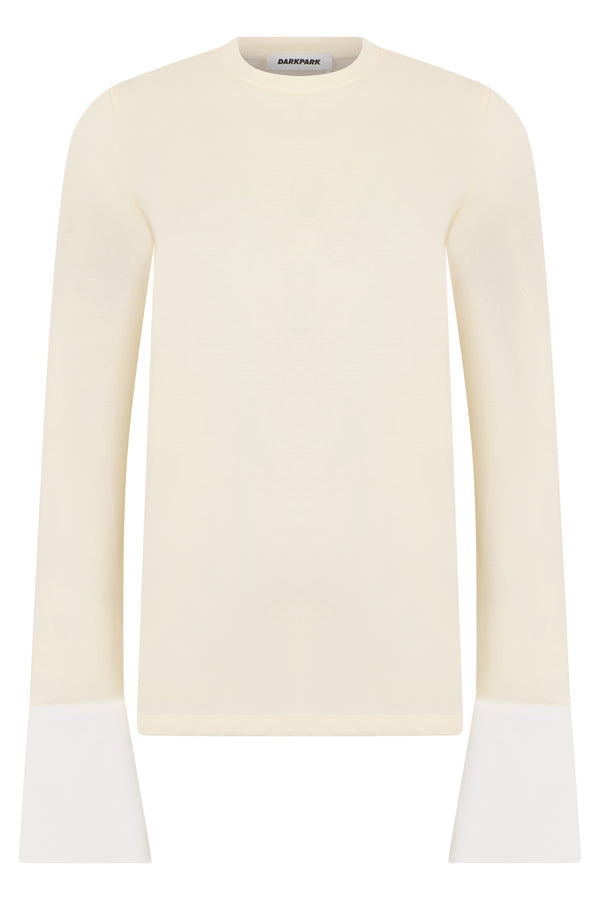 Long-Sleeve Top Ivory Nylon Tops