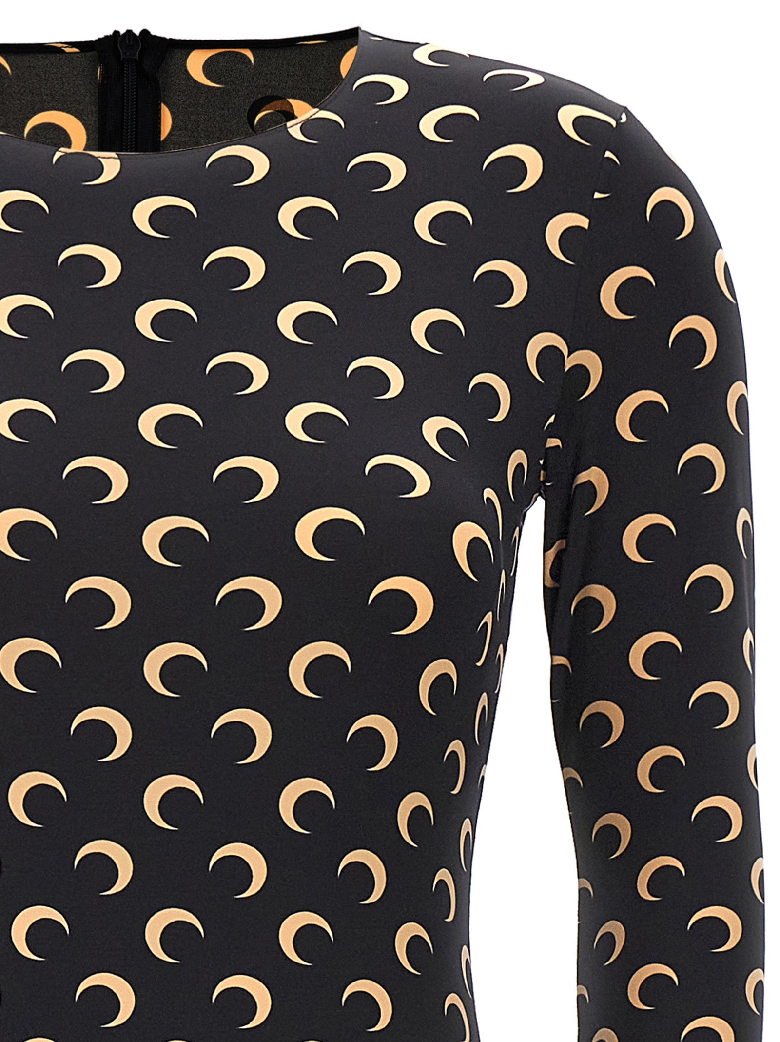 Moon Printed Catsuit Black Polyamide Jumpsuits