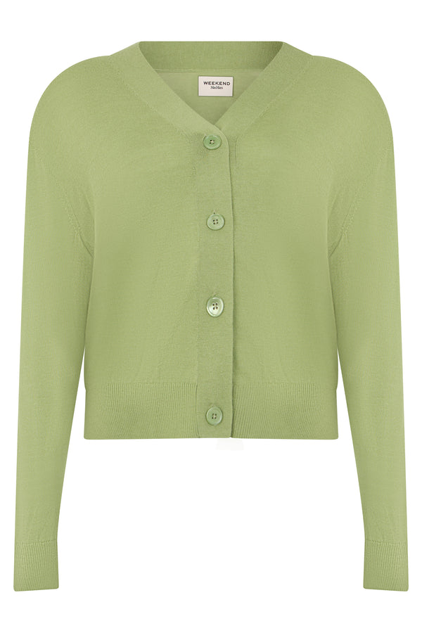 Cropped Cardigan Pistachio Wool Cardigans