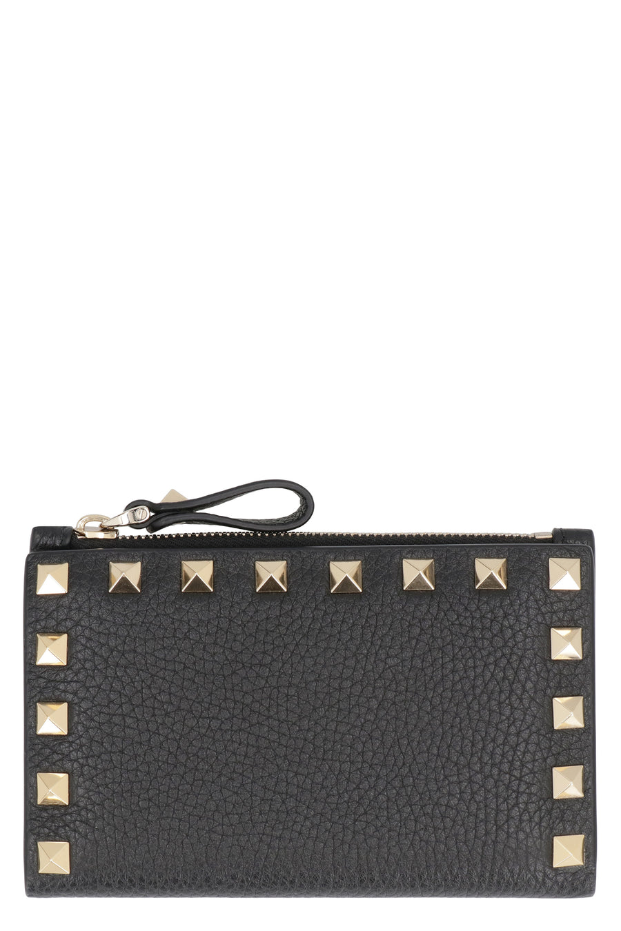 Valentino Rockstud Leather Card Holder Black Calf Wallets & Purses
