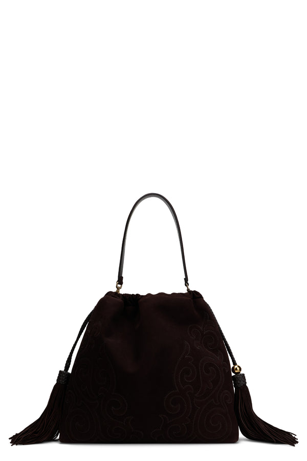 Leather Handbag With Tassels Brown Goat Handbags