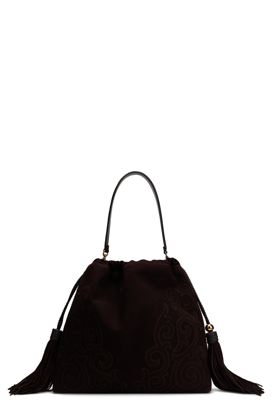 Leather Handbag With Tassels Brown Goat Handbags