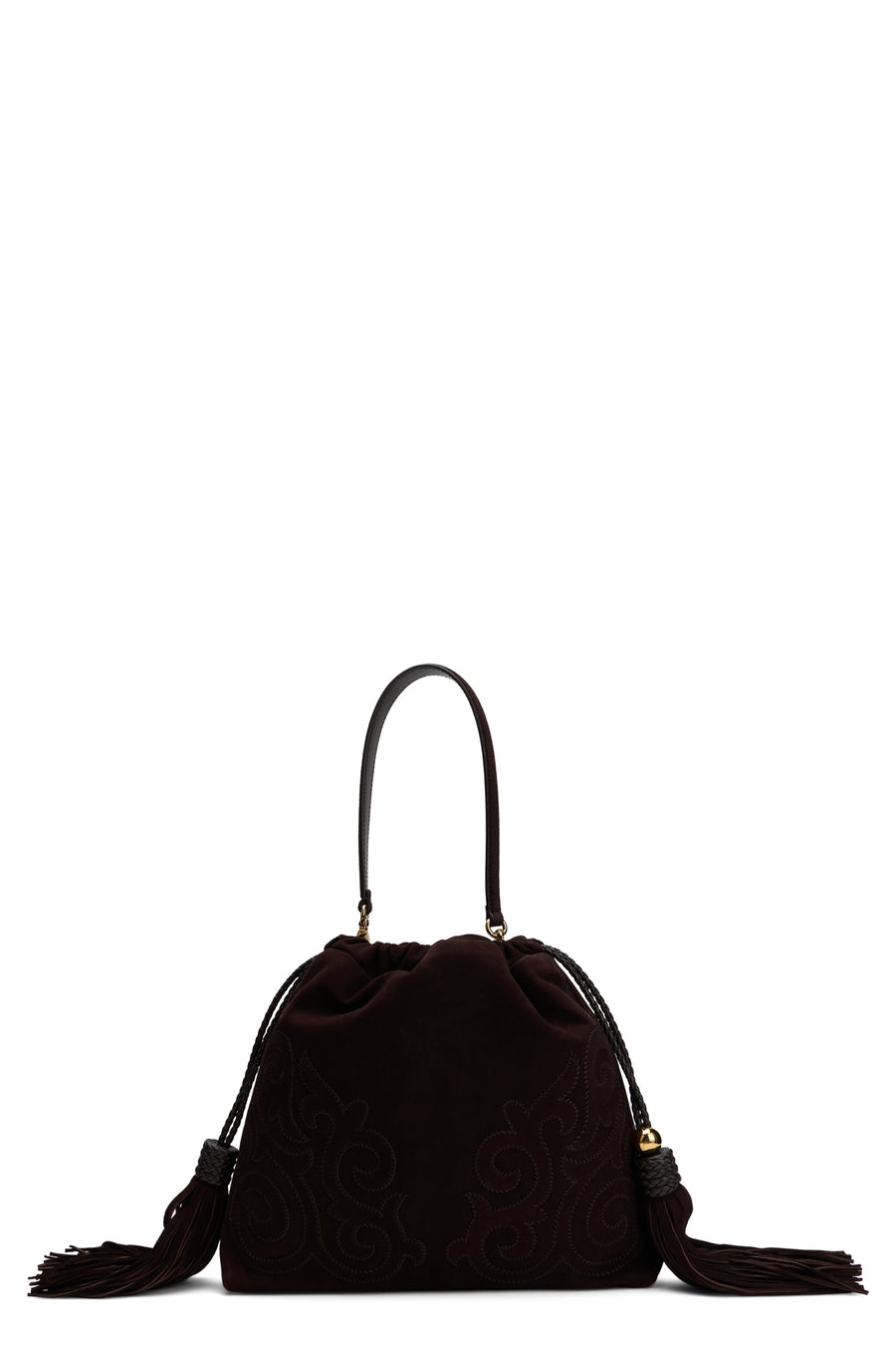 Leather Handbag With Tassels Brown Handbags