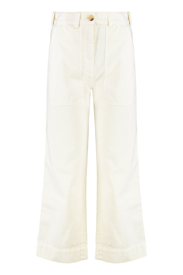 Trousers Ivory Cotton Flared