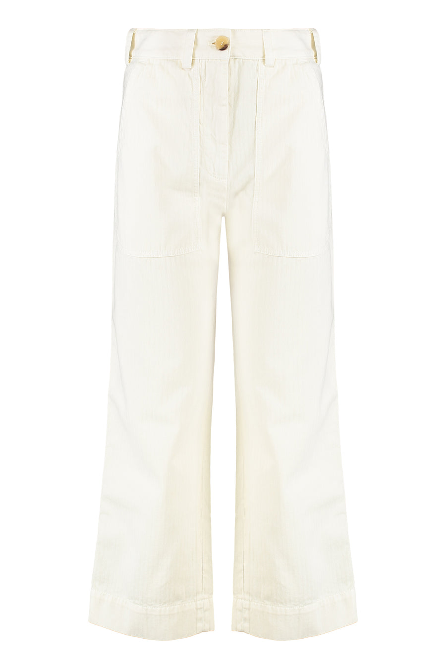 Trousers Ivory Cotton Flared