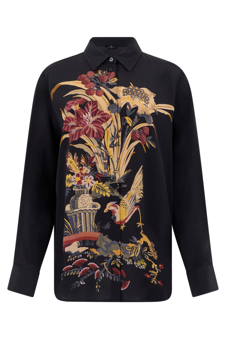 Long Sleeve Graphic Shirt Black Silk