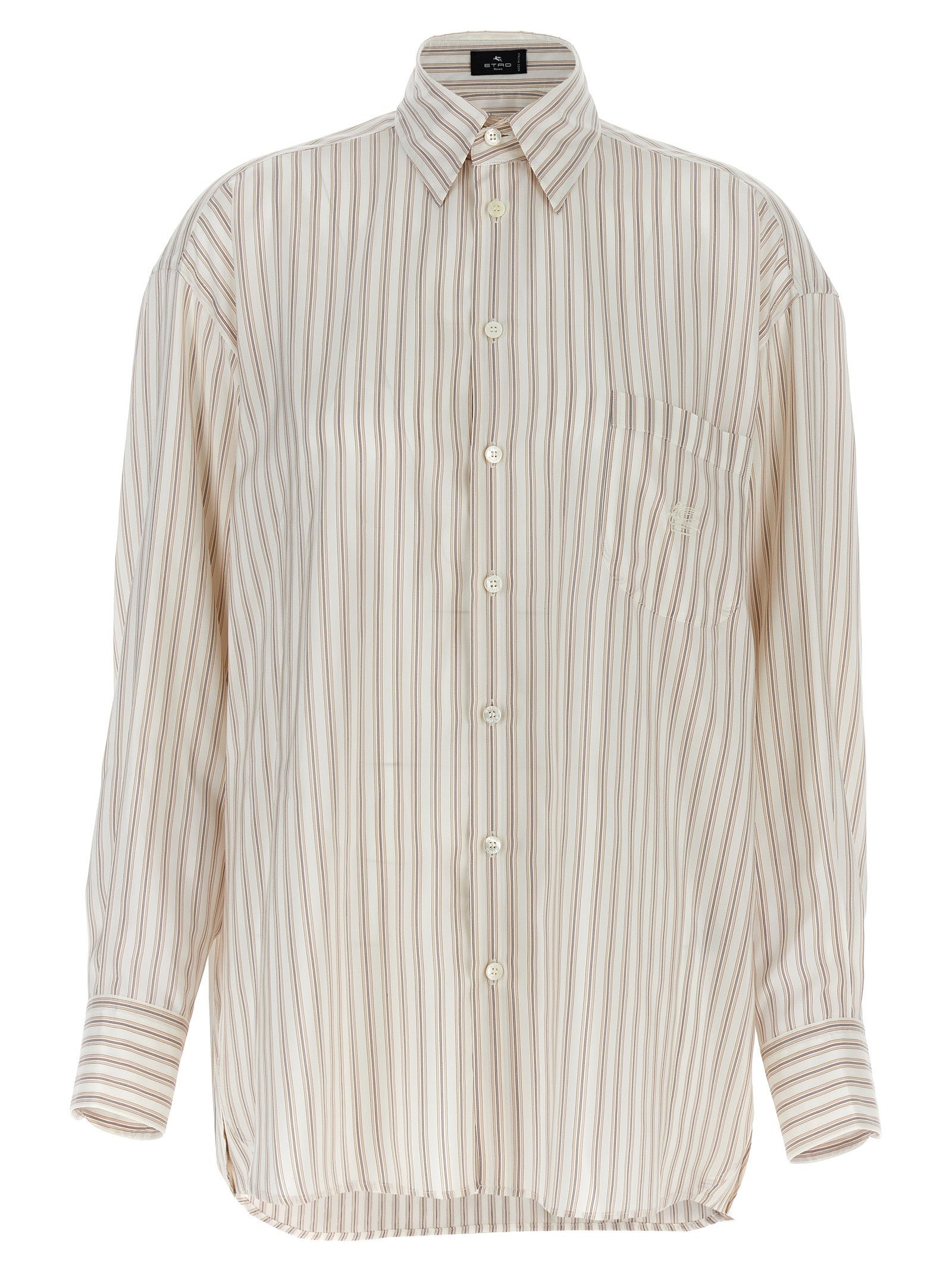 Logo embroidery striped shirt Multicolor Silk Shirt, Blouse