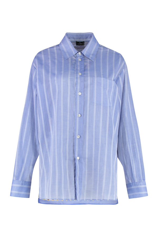 Shirt Striped Cotton Light Blue