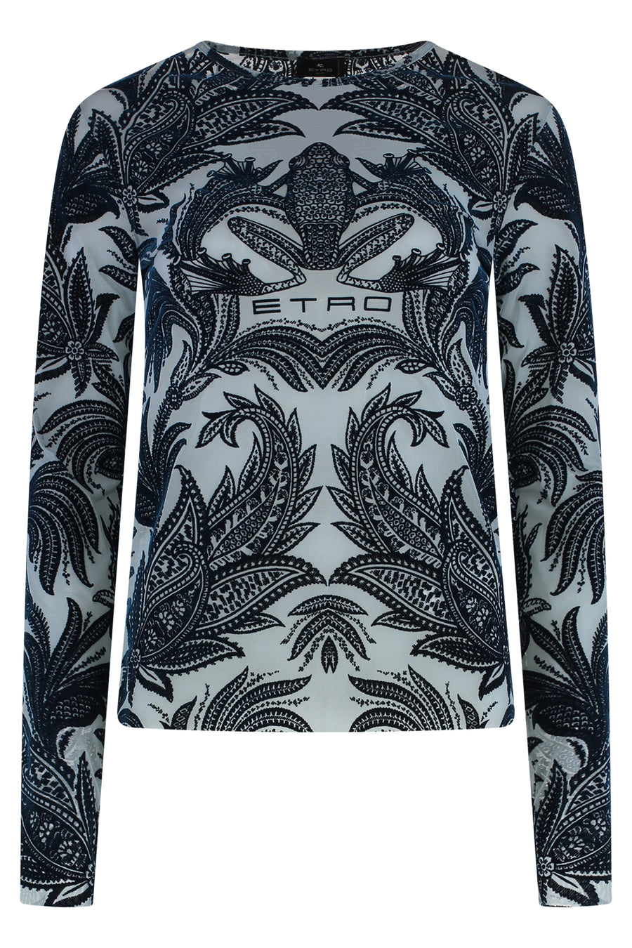 Tulle Top Velvet Effect Blue Polyamide Tops