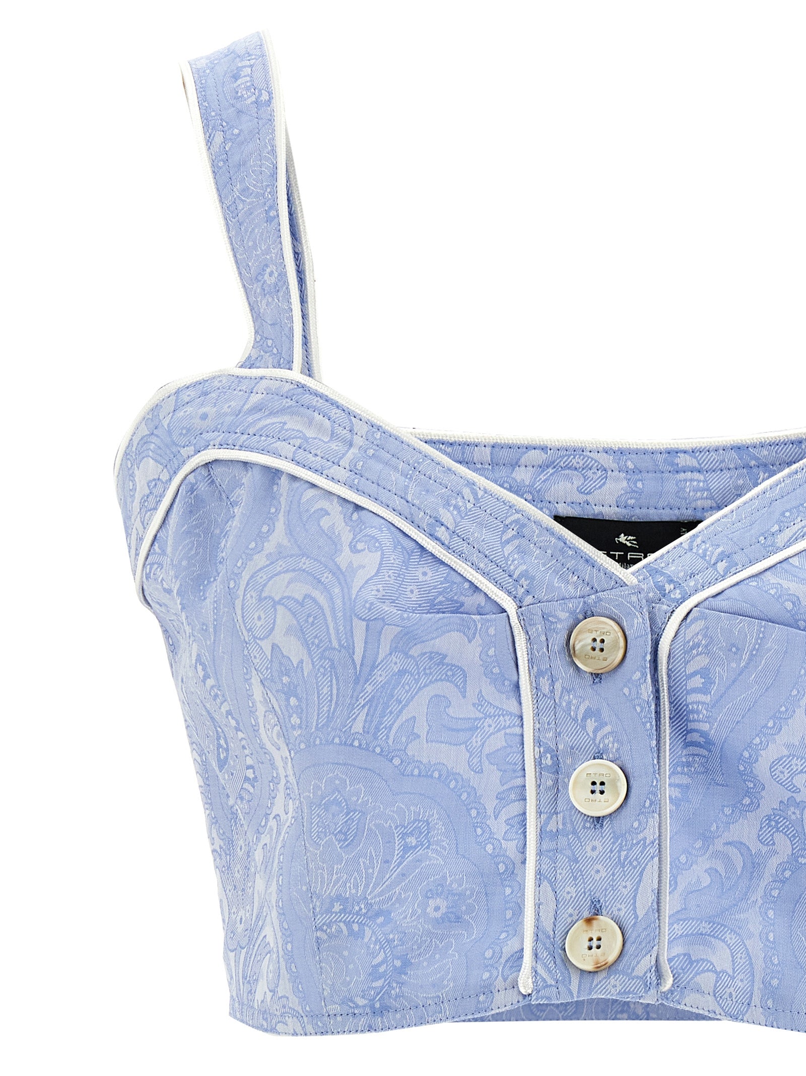 Top Paisley Light Blue Cotton Tops
