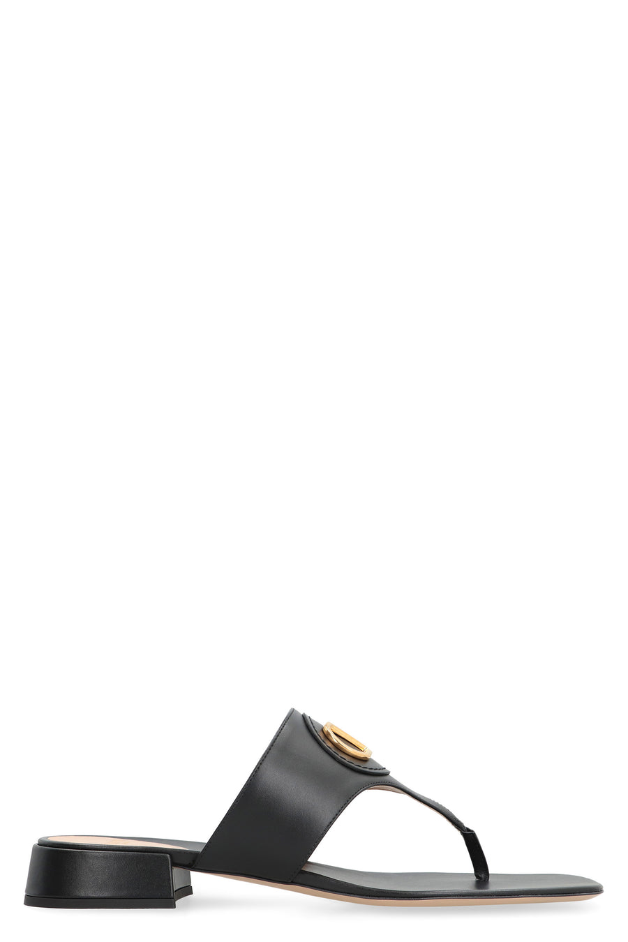 Vlogo Signature Leather Slides Black Calf Sandal