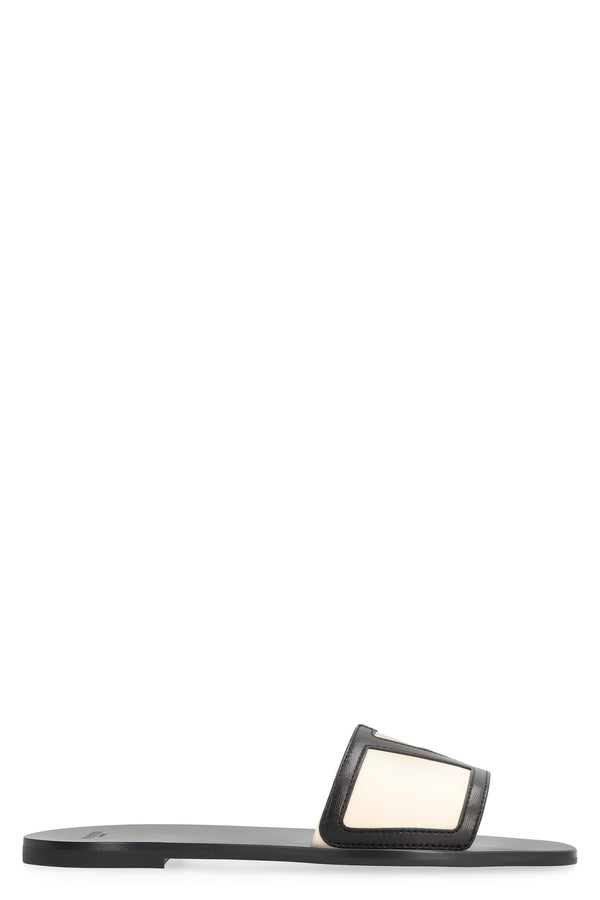 Square-Toe Lambskin Slides Black Sandal