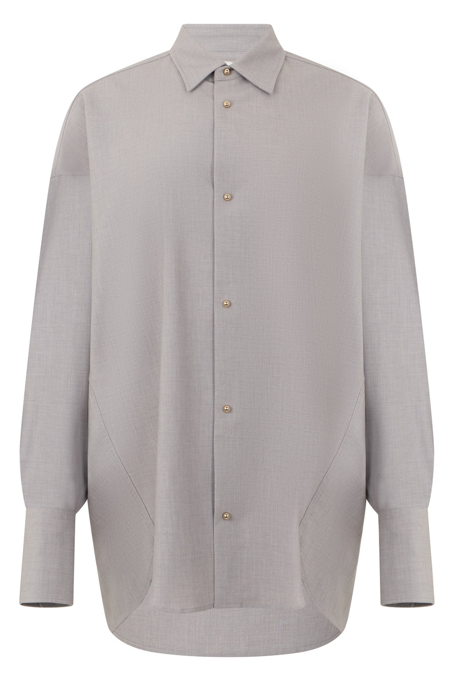 Shirt Loose Long-Sleeve Grey Cotton