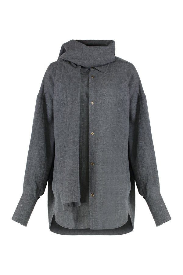 Shirt With Removable Wool Scarf Grey