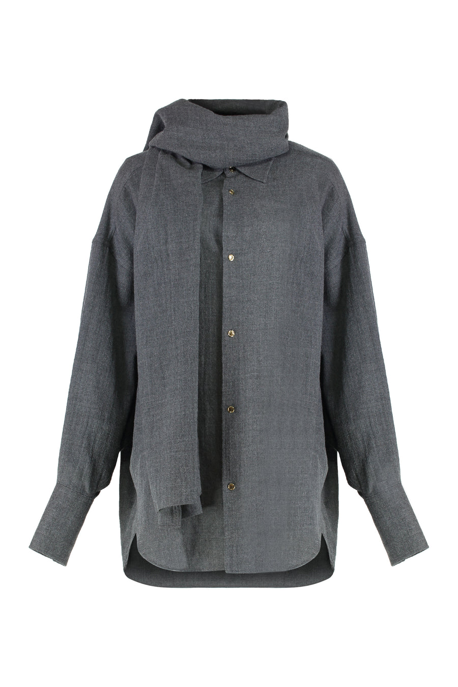 Shirt With Removable Wool Scarf Grey