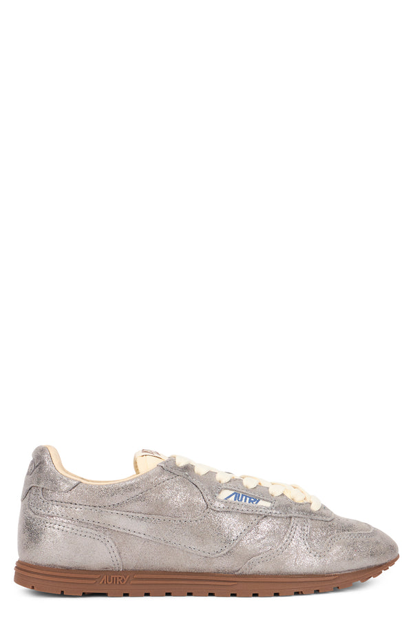 Sneakers Low Lace Silver Leather Trainers